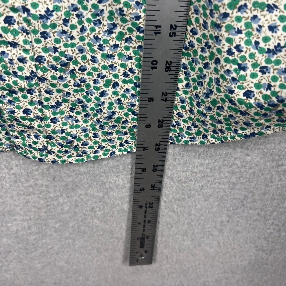 J Crew Secret Wash‎ Button Down Mens M Green Floral Long Sleeve Slim Fit EUC
